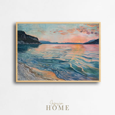 Poster wall art showing 'Twilight Waters – Secluded Beach during Golden Hour'