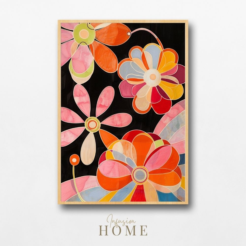 Poster wall art showing 'Vibrant Bloom – Bold Floral Abstract Design'