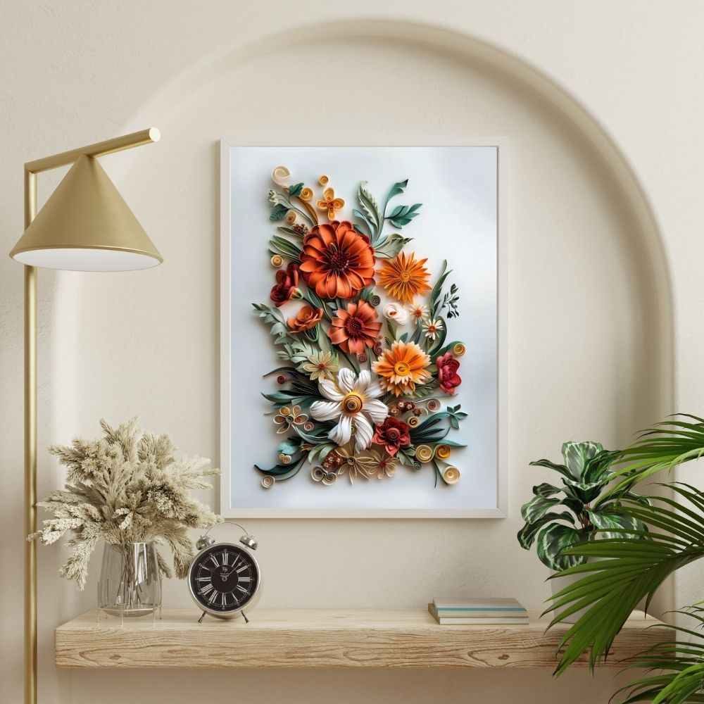 Autumn Hues Paper Cut Flower Wall Art Printable