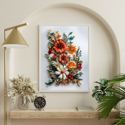 Autumn Hues Paper Cut Flower Wall Art Printable