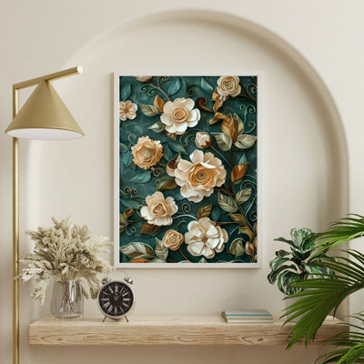 Ivory Rose Paper Cut Botanical Wall Art Printable