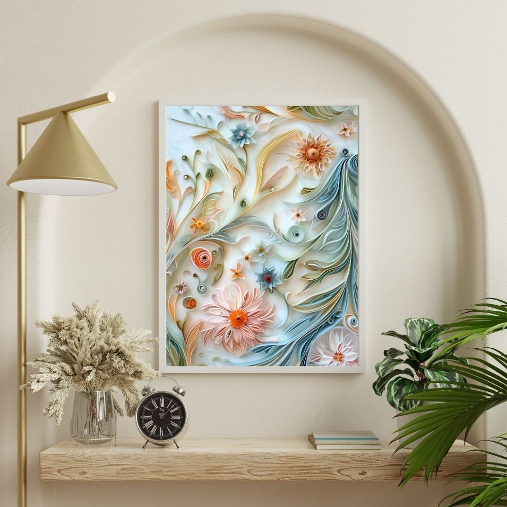 Meadow Breeze Paper Cut Floral Wall Art Printable