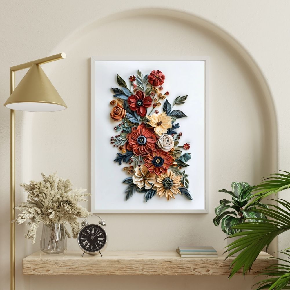 Rust & Bloom Paper Cut Floral Wall Art Printable