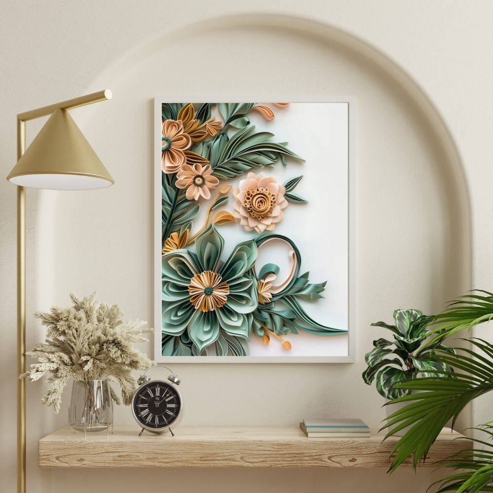 Sage Garden Paper Cut Floral Wall Art Printable