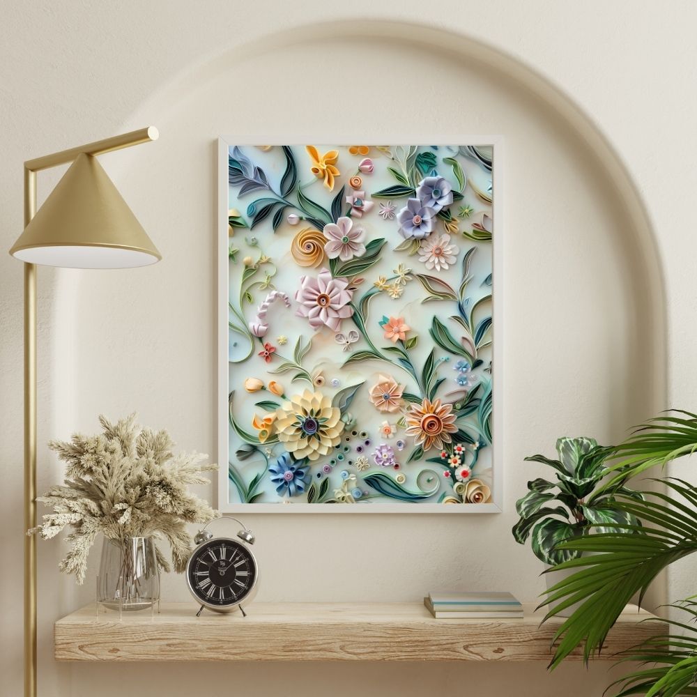 Soft Pastel Paper Cut Floral Art Printable