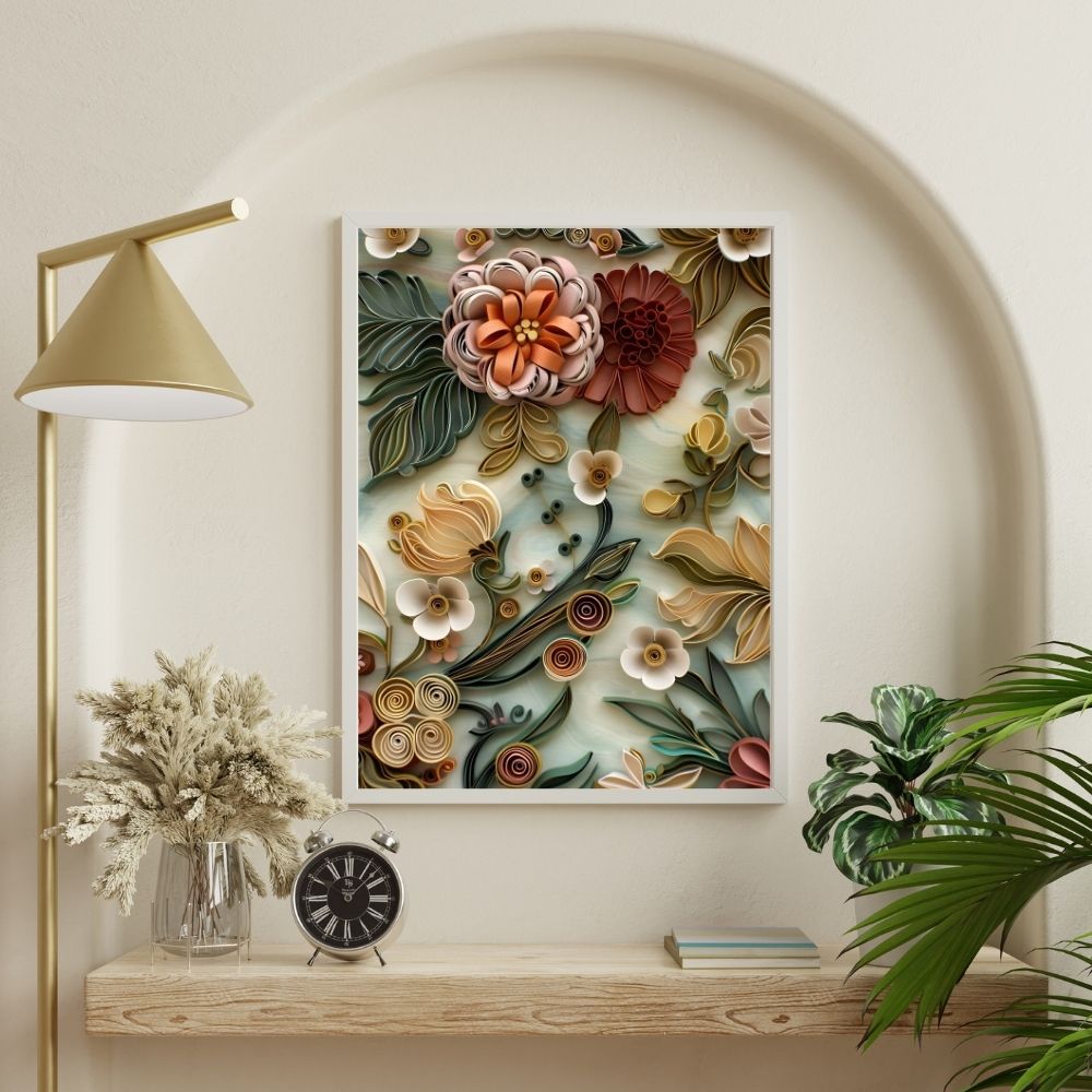 Vintage Garden Floral Paper Cut Art Printable