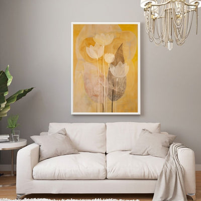 Golden Petals Soft Nordic Ochre Floral Art Printable