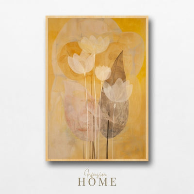 Golden Petals Soft Nordic Ochre Floral Art Printable