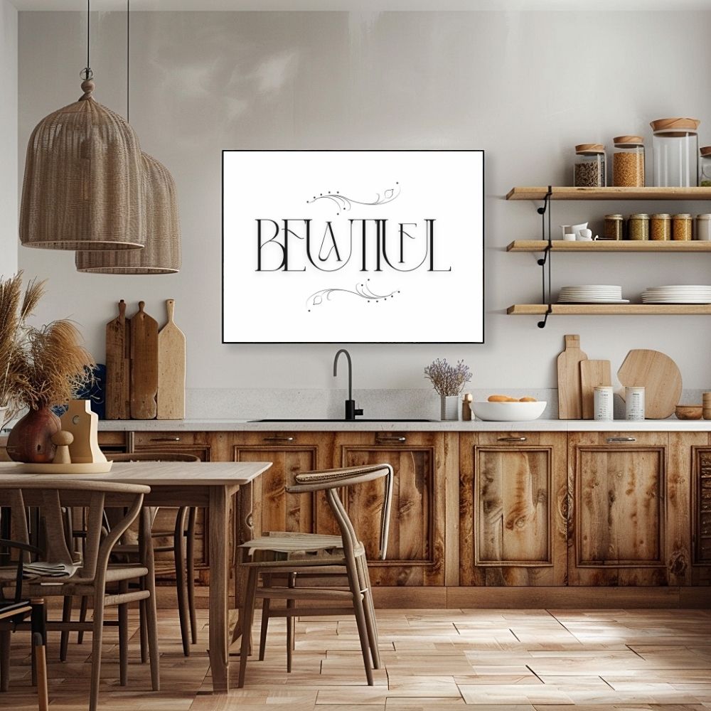 Beautiful – Minimal Elegant Black and White Wall Art Print