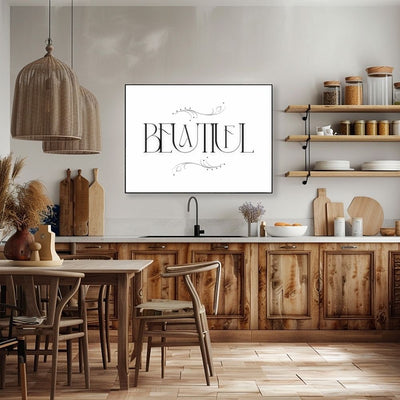 Beautiful – Minimal Elegant Black and White Wall Art Print