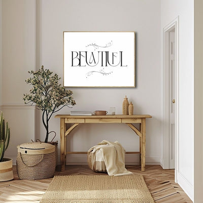 Beautiful – Minimal Elegant Black and White Wall Art Print