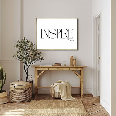 Inspire Typography Wall Art – Elegant Black and White Print