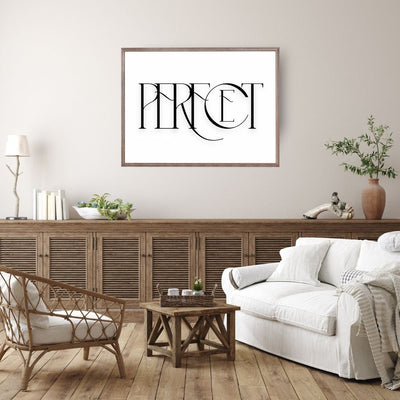 Perfect – Minimalist Elegant Digital Art Print in Black and White