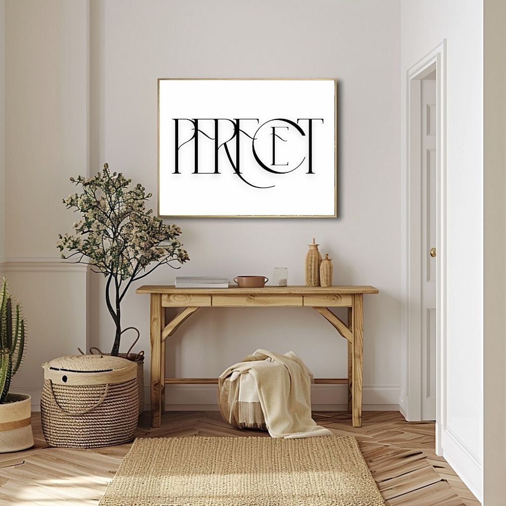 Perfect – Minimalist Elegant Digital Art Print in Black and White