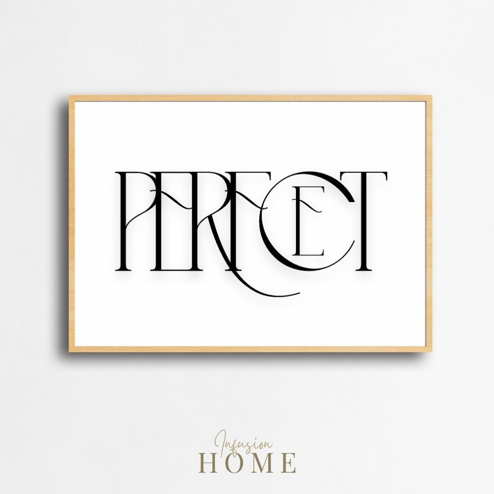 Perfect – Minimalist Elegant Digital Art Print in Black and White