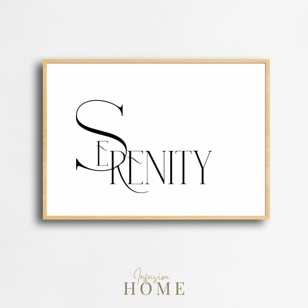 Serenity Typography Art – Minimalist Elegant Word Wall Printable