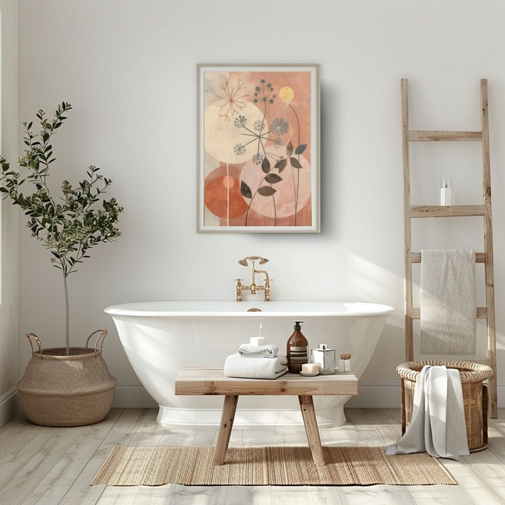 Nordic Botanics Stylized Minimal Floral Art in Warm Neutrals
