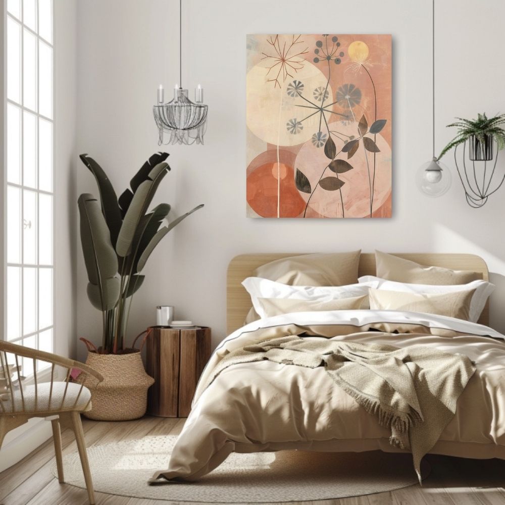 Nordic Botanics Stylized Minimal Floral Art in Warm Neutrals