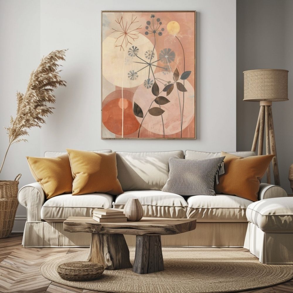 Nordic Botanics Stylized Minimal Floral Art in Warm Neutrals