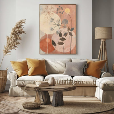 Nordic Botanics Stylized Minimal Floral Art in Warm Neutrals