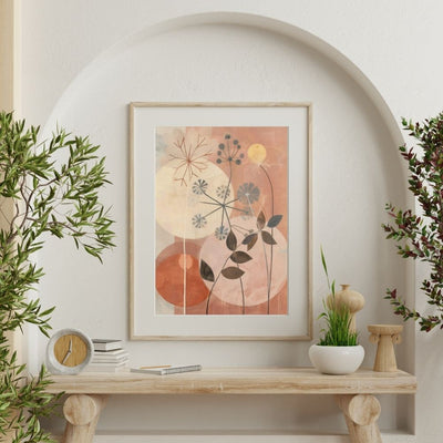 Nordic Botanics Stylized Minimal Floral Art in Warm Neutrals