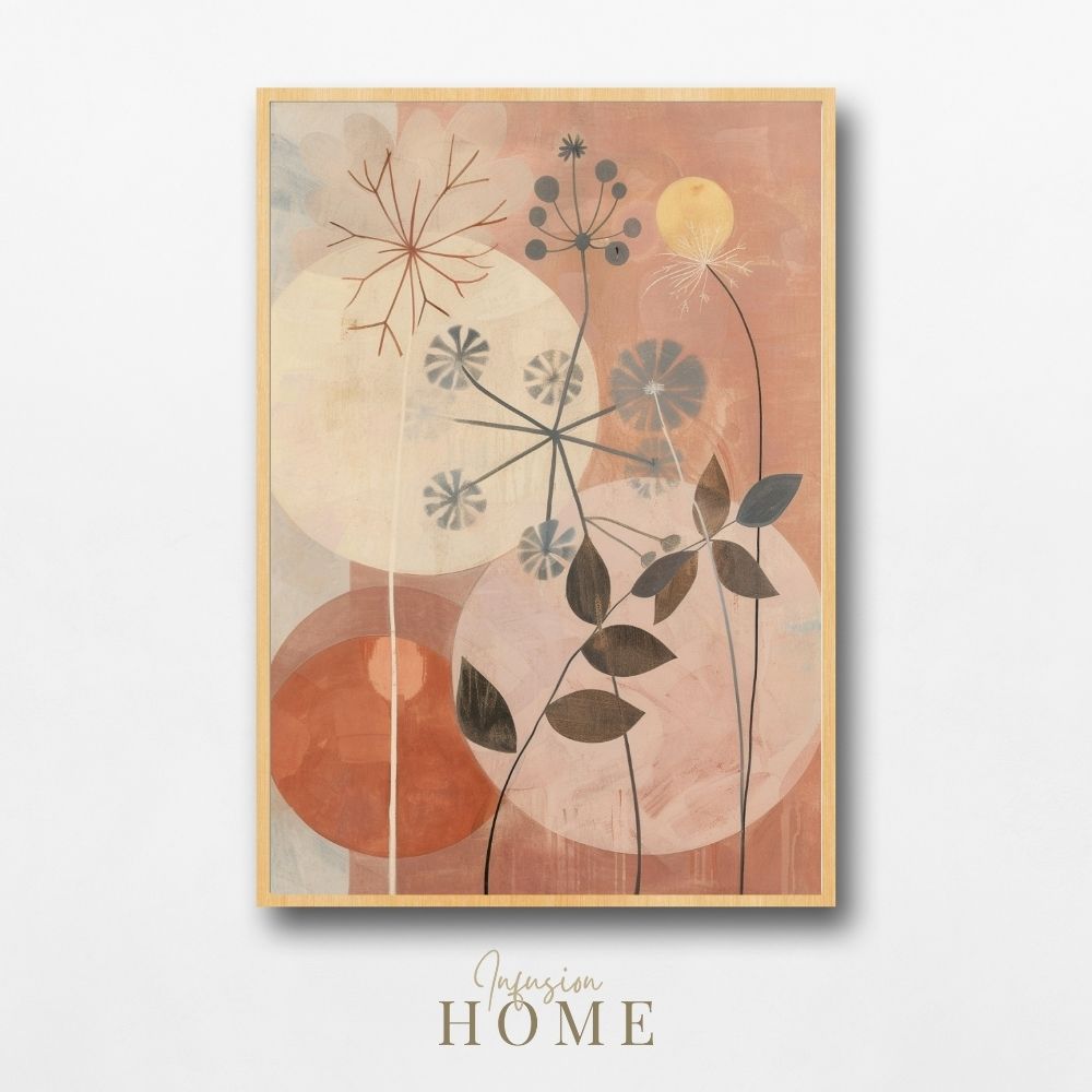 Nordic Botanics Stylized Minimal Floral Art in Warm Neutrals