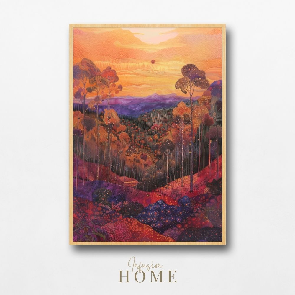 Crimson Skies Over the Autumn Hills Printable Art