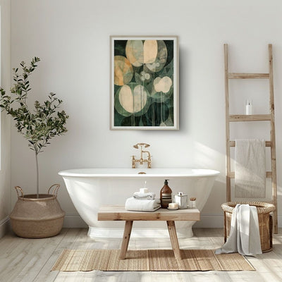 Botanical Shadows Nordic Floral Wall Art in Green and Cream