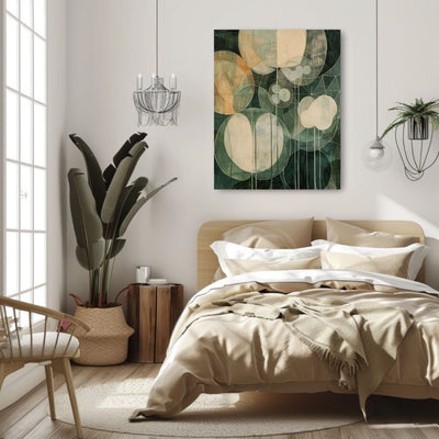 Botanical Shadows Nordic Floral Wall Art in Green and Cream