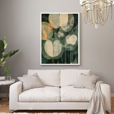 Botanical Shadows Nordic Floral Wall Art in Green and Cream