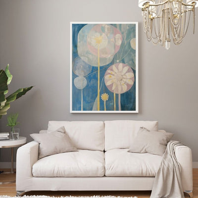 Soft Garden Dance Abstract Florals in Blue and Lilac Tones