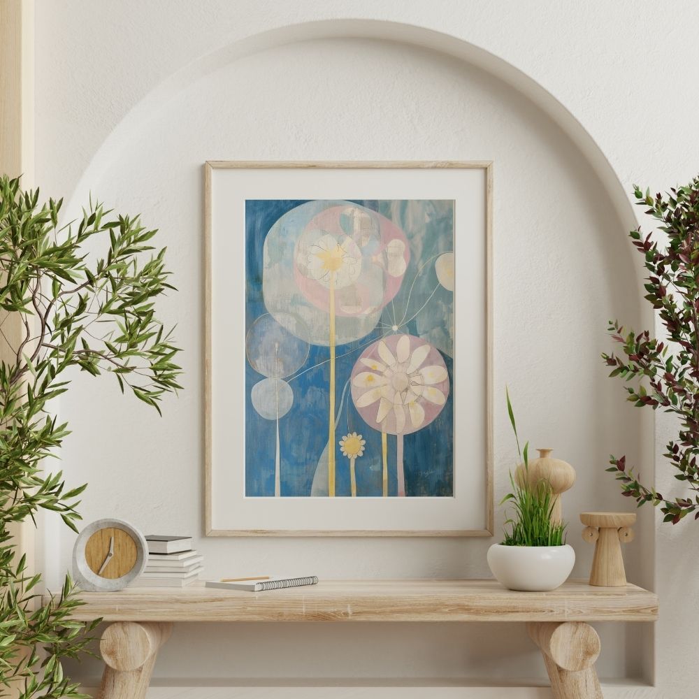 Soft Garden Dance Abstract Florals in Blue and Lilac Tones