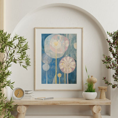 Soft Garden Dance Abstract Florals in Blue and Lilac Tones