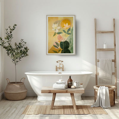 Sunlit Nordic Floral Wall Art in Yellow and Green