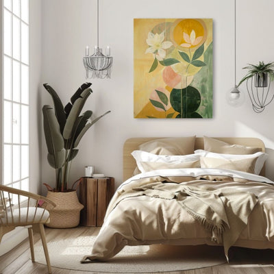 Sunlit Nordic Floral Wall Art in Yellow and Green