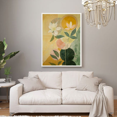 Sunlit Nordic Floral Wall Art in Yellow and Green