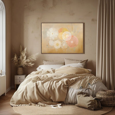 Golden Light Minimalist Abstract Flowers in Soft Neutrals