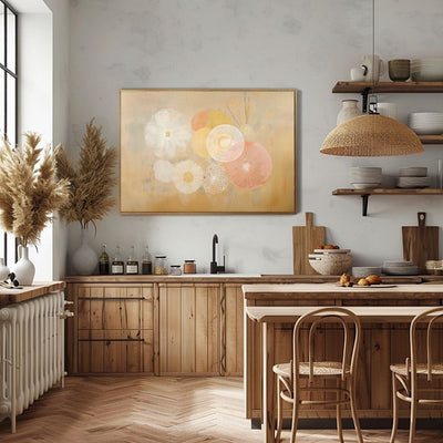 Golden Light Minimalist Abstract Flowers in Soft Neutrals