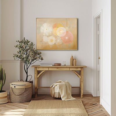 Golden Light Minimalist Abstract Flowers in Soft Neutrals