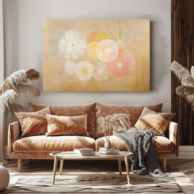 Golden Light Minimalist Abstract Flowers in Soft Neutrals
