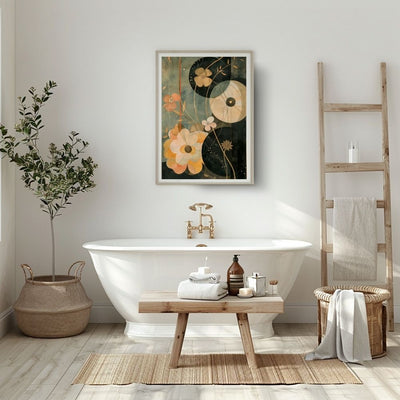 Dusky Bloom Nordic Floral Art in Burnt Orange and Beige