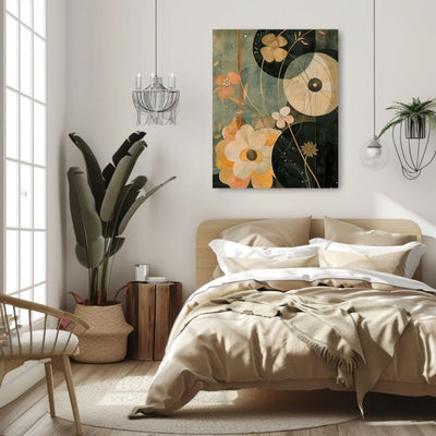 Dusky Bloom Nordic Floral Art in Burnt Orange and Beige