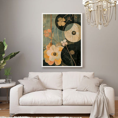 Dusky Bloom Nordic Floral Art in Burnt Orange and Beige