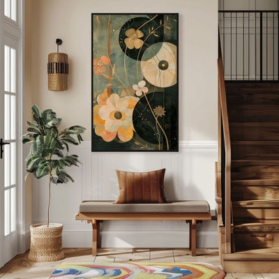 Dusky Bloom Nordic Floral Art in Burnt Orange and Beige