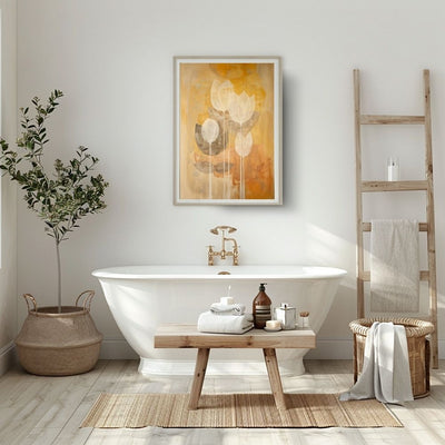 Golden Petals Nordic Floral Art with Earthy Layers