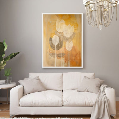 Golden Petals Nordic Floral Art with Earthy Layers