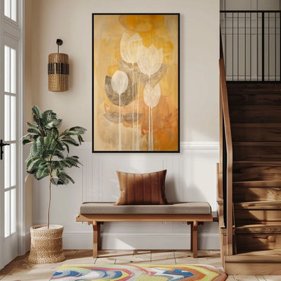 Golden Petals Nordic Floral Art with Earthy Layers