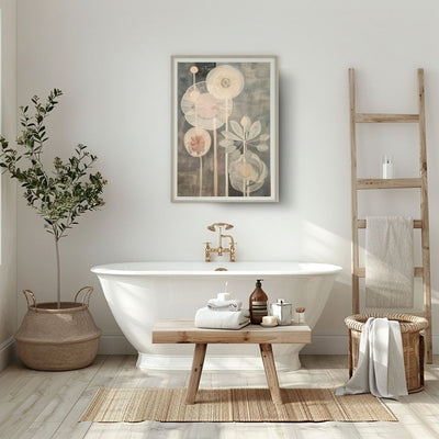 Muted Wildflowers Abstract Floral Print in Soft Grey and Blush