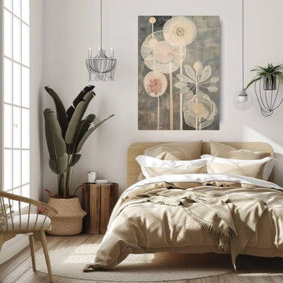Muted Wildflowers Abstract Floral Print in Soft Grey and Blush