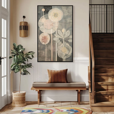 Muted Wildflowers Abstract Floral Print in Soft Grey and Blush